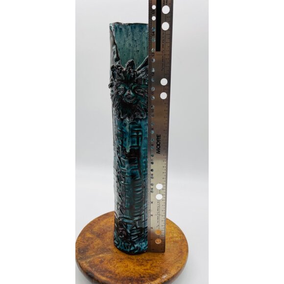 Vintage Artistic Studio Pottery Vase Hand Crafted Turquoise Unique Mid Century - Picture 2 of 8